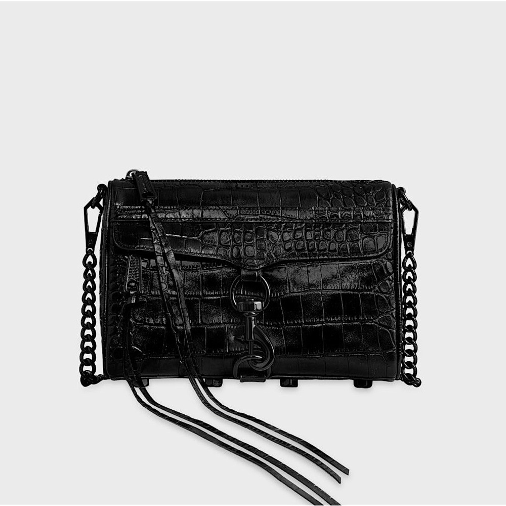 NEW‼️ REBECCA MINKOFF - Mini M.A.C Black Embossed Leather Crossbody Bag